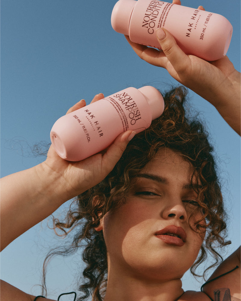 NAK Holiday Nourish Trio with Gift | Nourish Shampoo 350ml + Conditioner 350ml + Replends Moisture Mask 150ml | Hydrating Hair Care Set for Dry & Damaged Hair | Full-Size Signature Pack