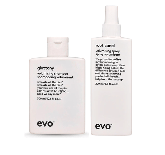 Evo Gluttony Volumising Shampoo and Root Canal Volumising Spray Duo Bundle