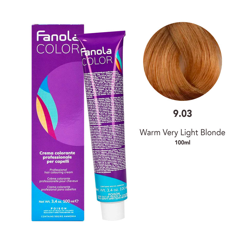 Fanola Color Professional Colouring Cream 100ml – Shade 9.03 Warm Very Light Blonde