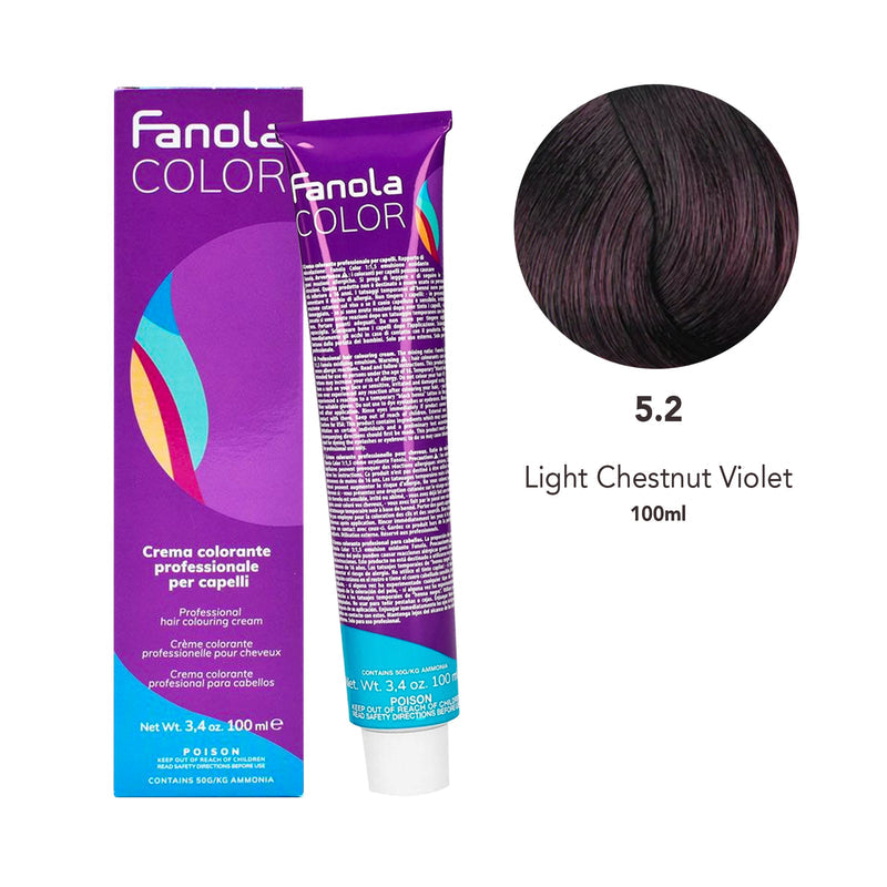 Fanola Color Professional Colouring Cream 100ml – Shade 5.2 Light Chestnut Violet