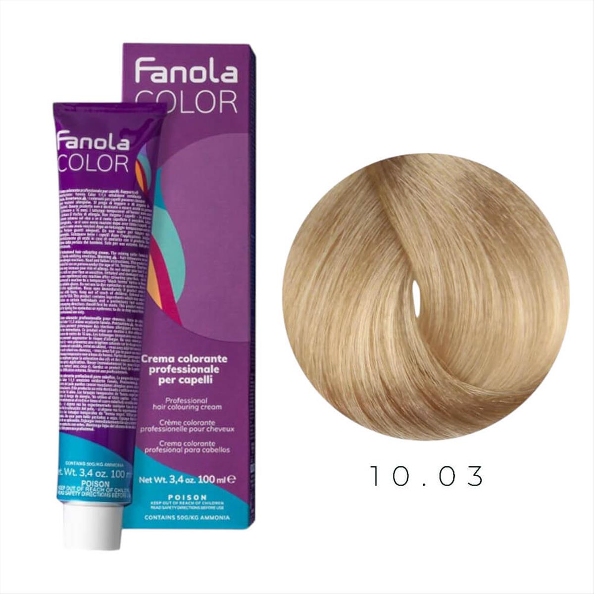 Fanola Color Professional Colouring Cream 100ml – Shade 10.03 Warm Platinum Blonde