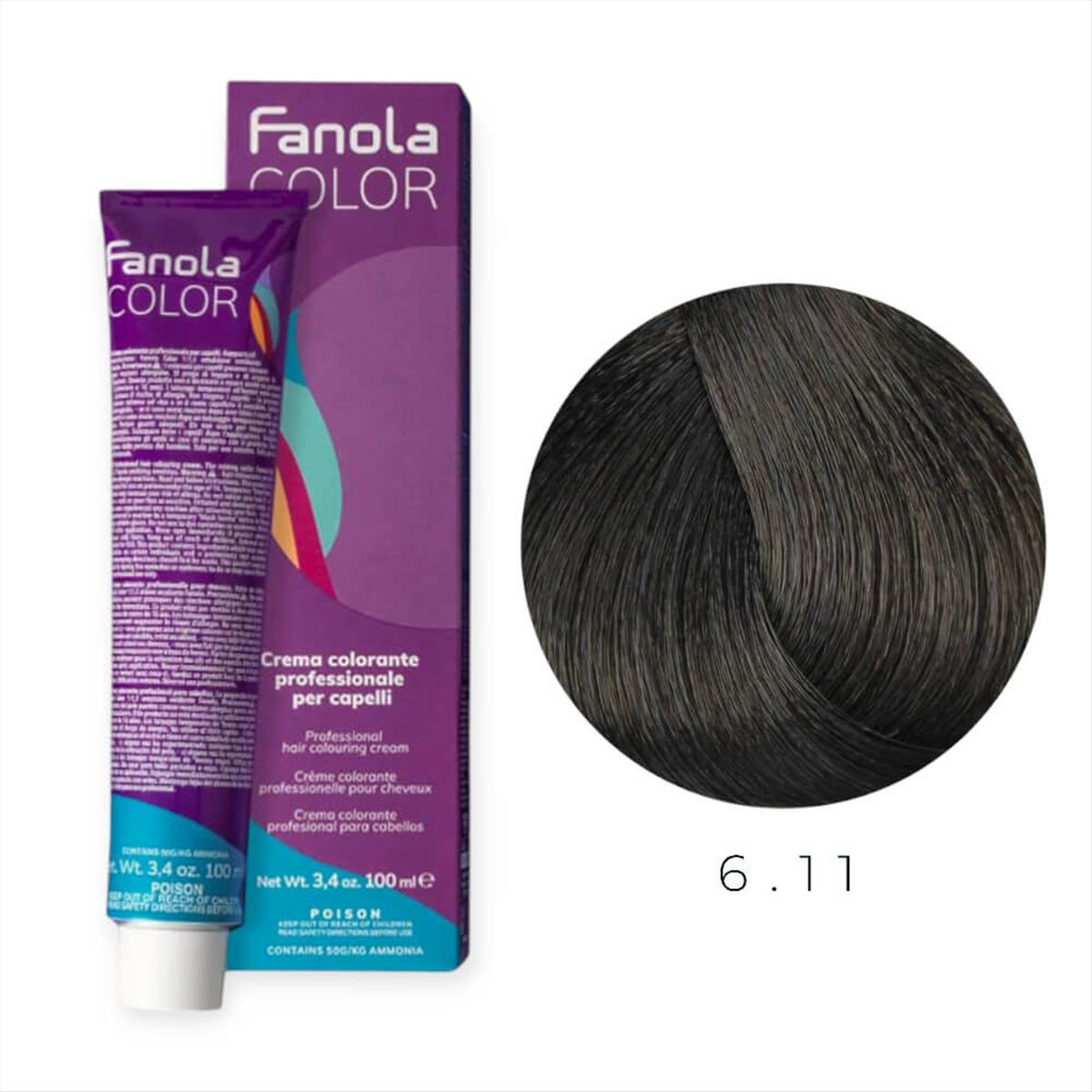 Fanola Color Professional Colouring Cream 100ml – Shade 6.11 Dark Blonde Int Ash