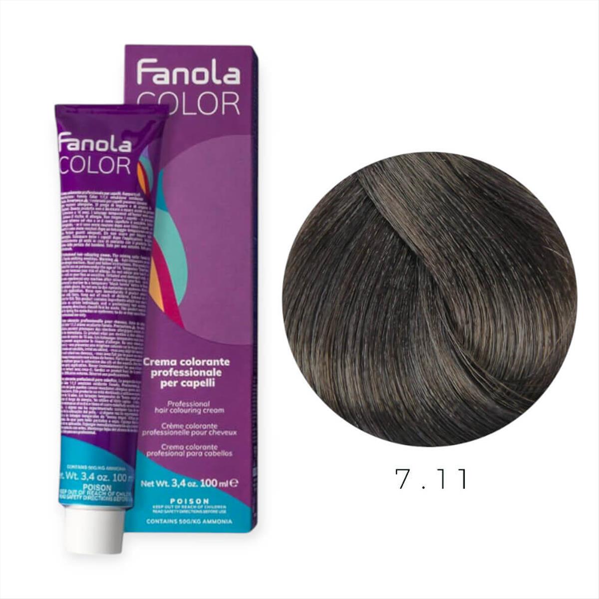 Fanola Color Professional Colouring Cream 100ml – Shade 7.11 Blonde Intense Ash
