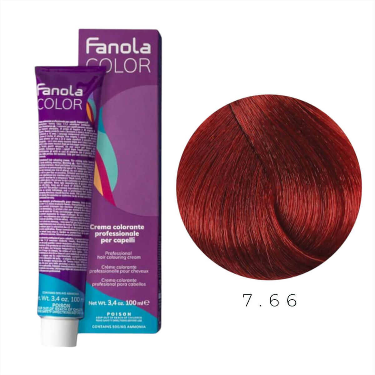 Fanola Color Professional Colouring Cream 100ml – Shade 7.66 Blonde Intense Red