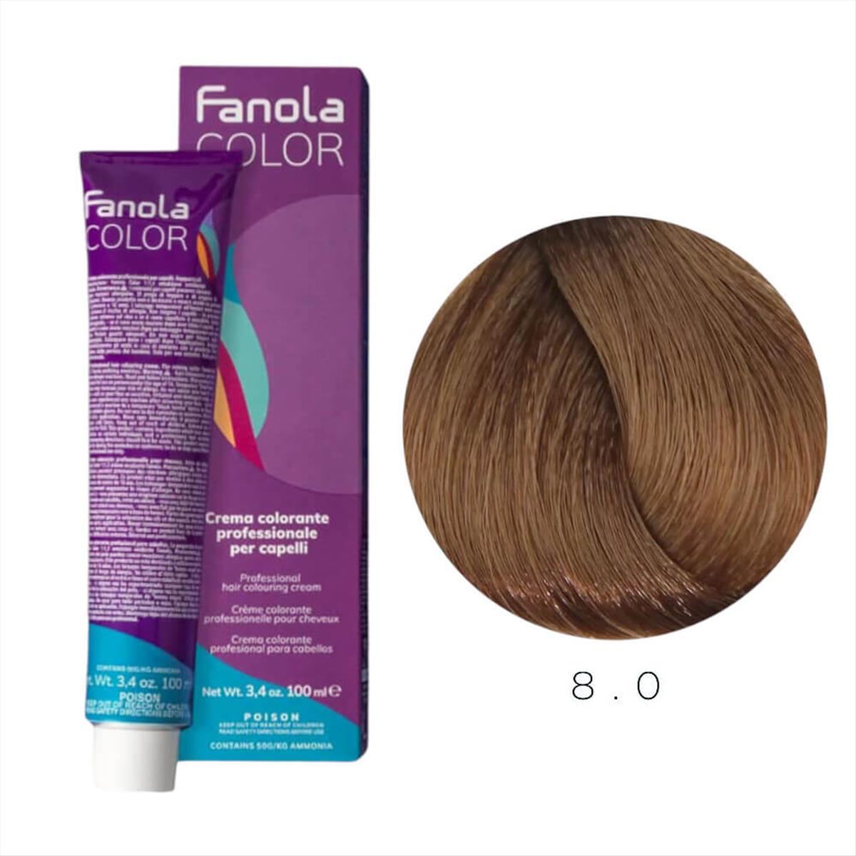 Fanola Color Professional Colouring Cream 100ml – Shade 8.0 Light Blonde
