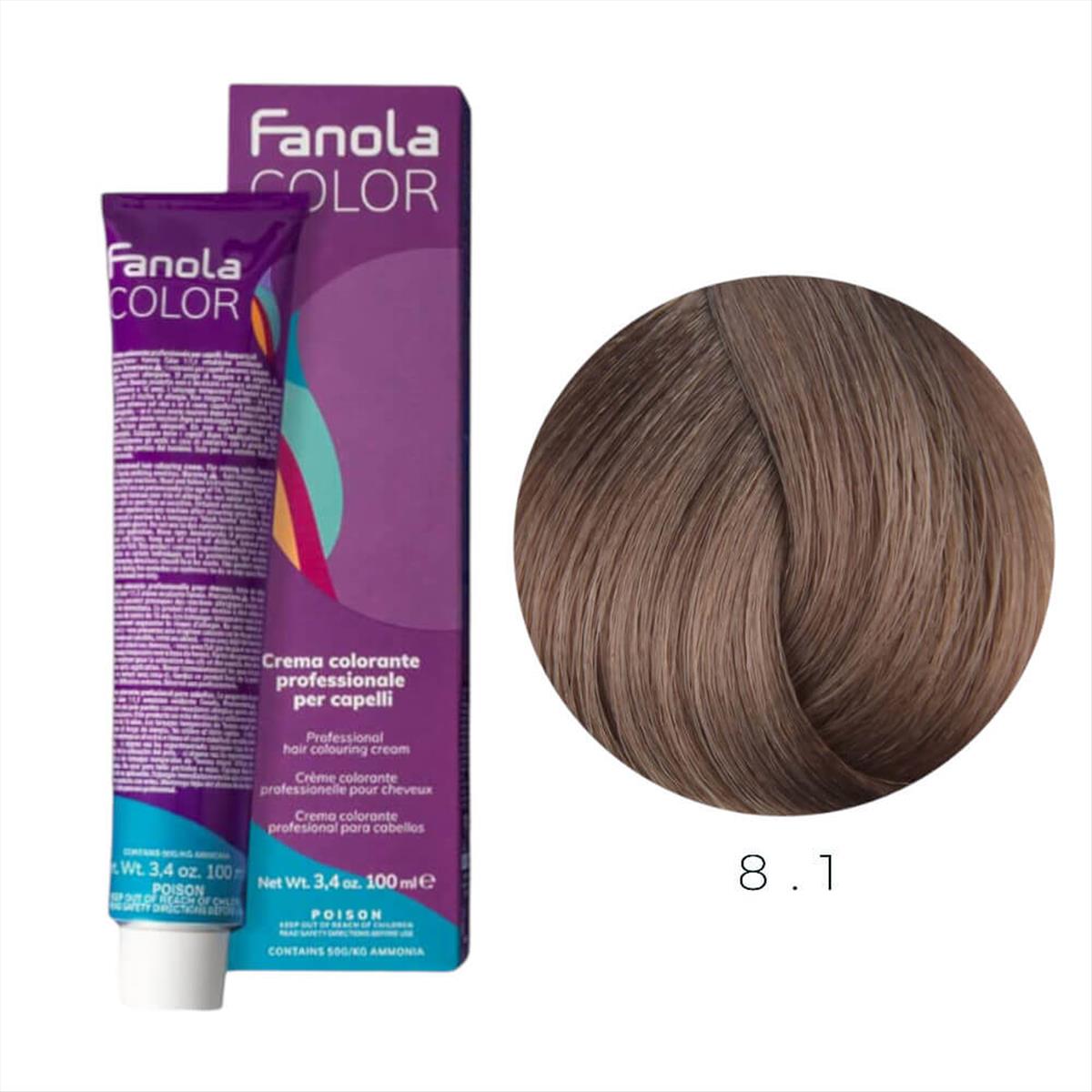 Fanola Color Professional Colouring Cream 100ml – Shade 8.1 Light Ash Blonde