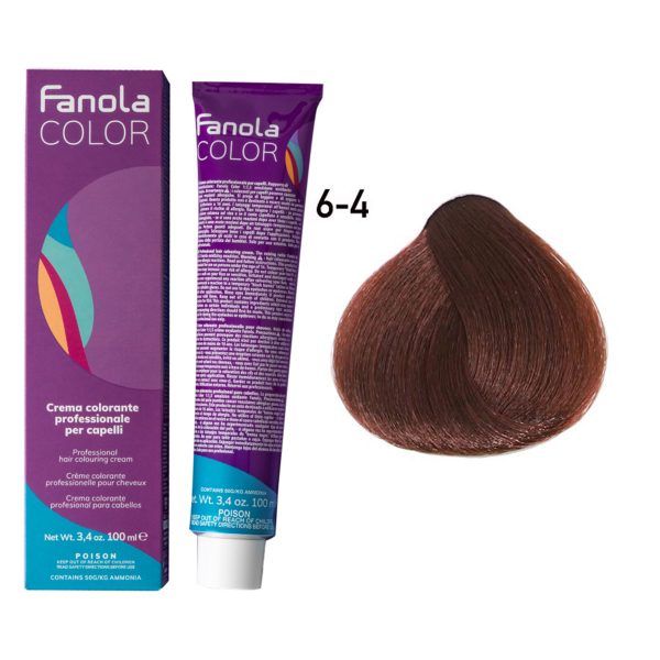 Fanola Color Professional Colouring Cream 100ml – Shade 6.4 Dark Copper Blonde
