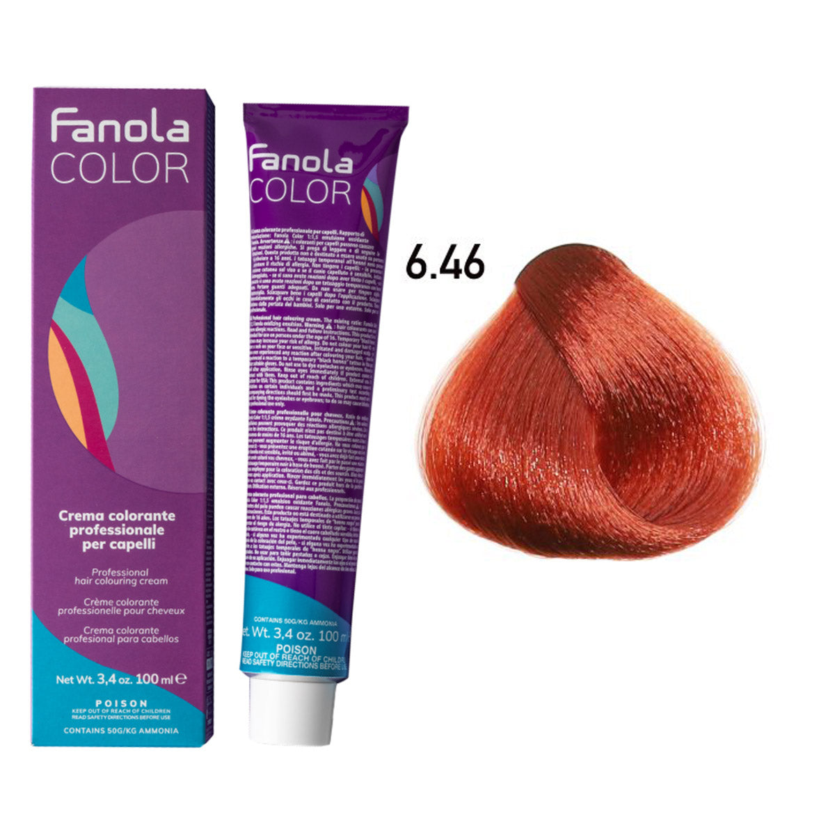 Fanola Color Professional Colouring Cream 100ml – Shade 6.46 Dark Copper Red Blonde
