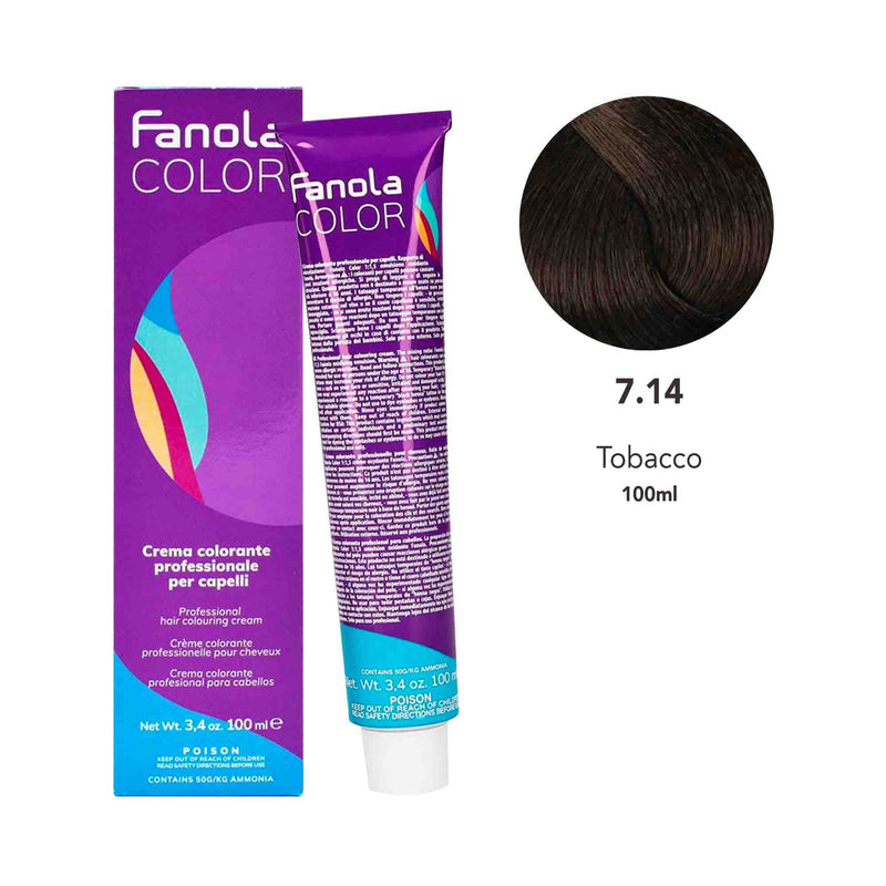 Fanola Color Professional Colouring Cream 100ml – Shade 7.14 Tobacco