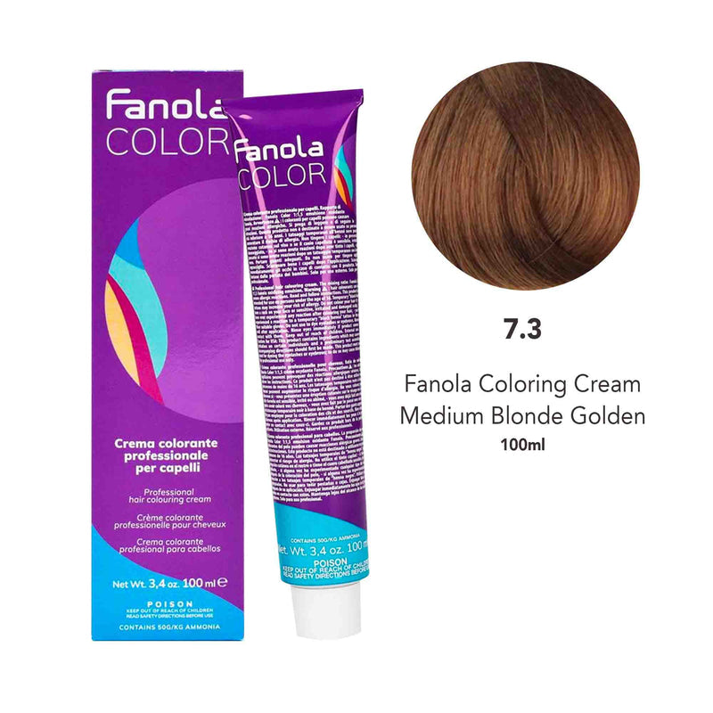 Fanola Color Professional Colouring Cream 100ml – Shade 7.3 Medium Golden Blonde