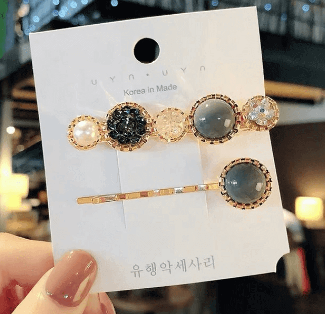 Pearl Rhinestone Hair Clips - Nav's Hair