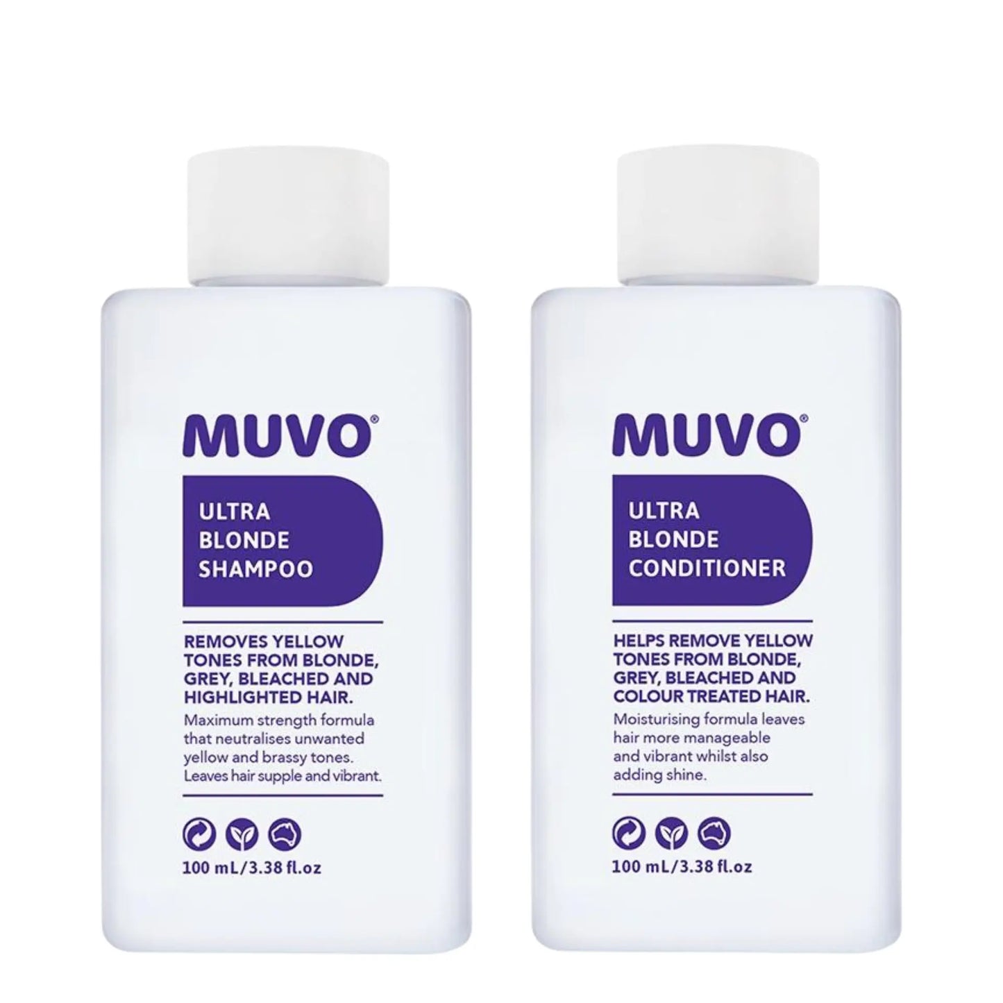 MUVO Ultra Blonde Shampoo and Conditioner 100ml Petite Pair