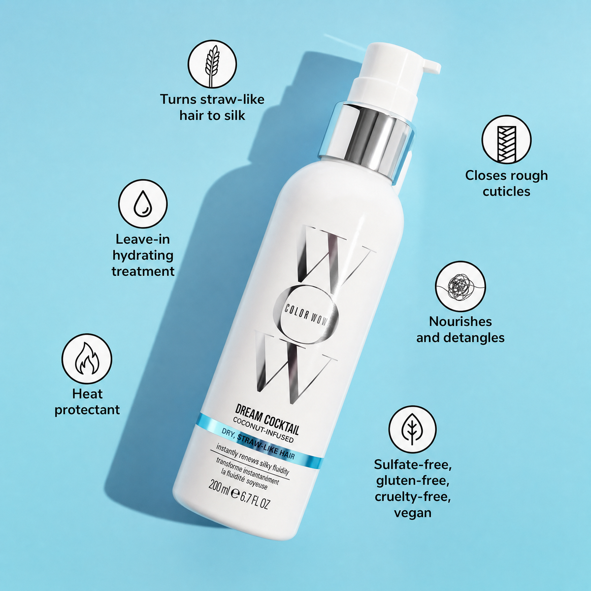 Color Wow Dream Cocktail Coconut Treat - Dry Hair 200ml — — Image 6