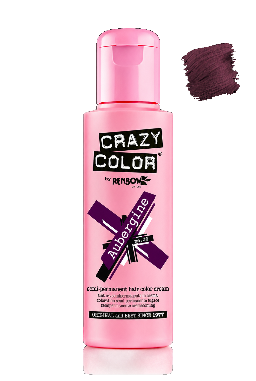 Crazy Colour Aubergine semi-permanent hair colour, 100ml
