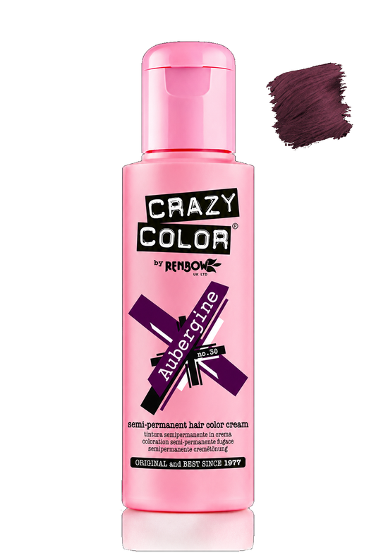 Crazy Colour Aubergine semi-permanent hair colour, 100ml