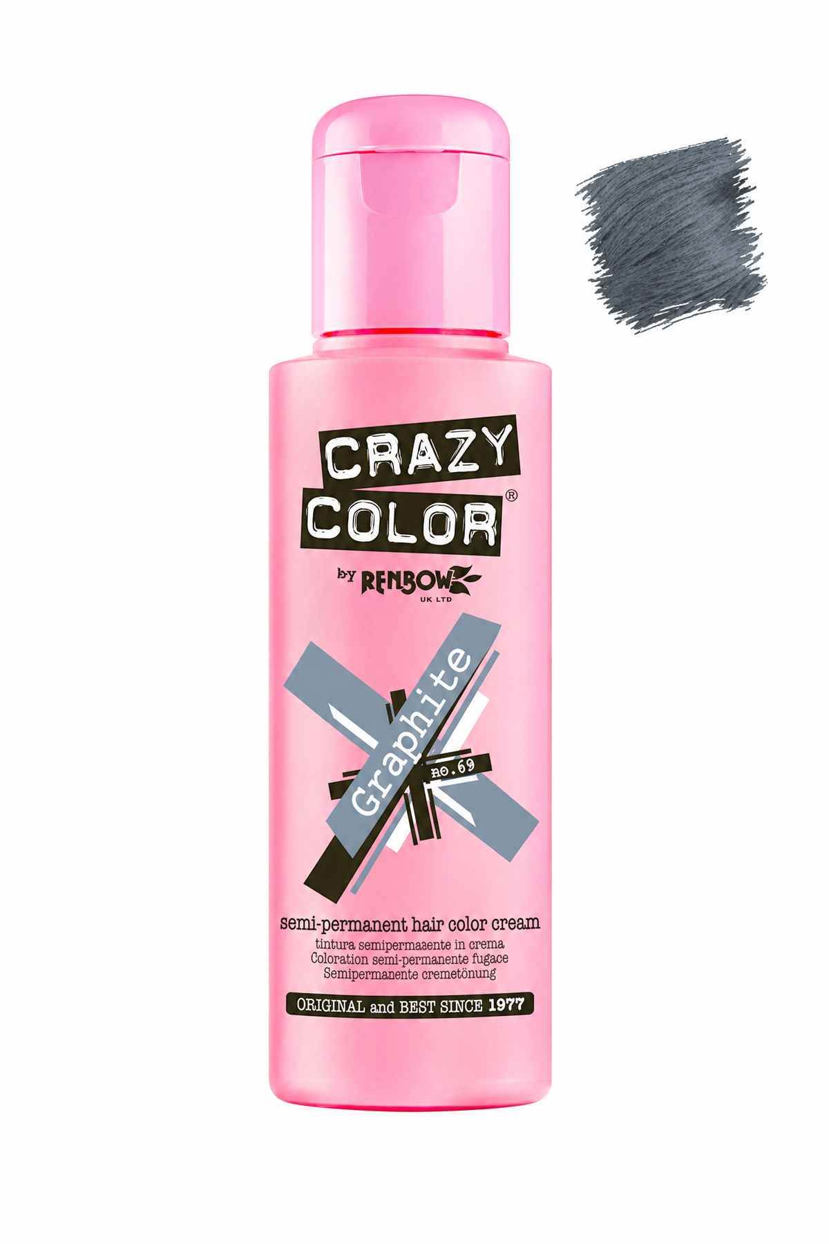 Crazy Colour Graphite semi-permanent hair colour, 100ml