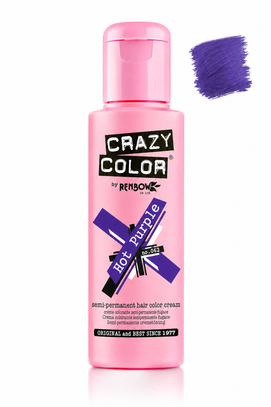Crazy Colour Hot Purple semi-permanent hair colour, 100ml