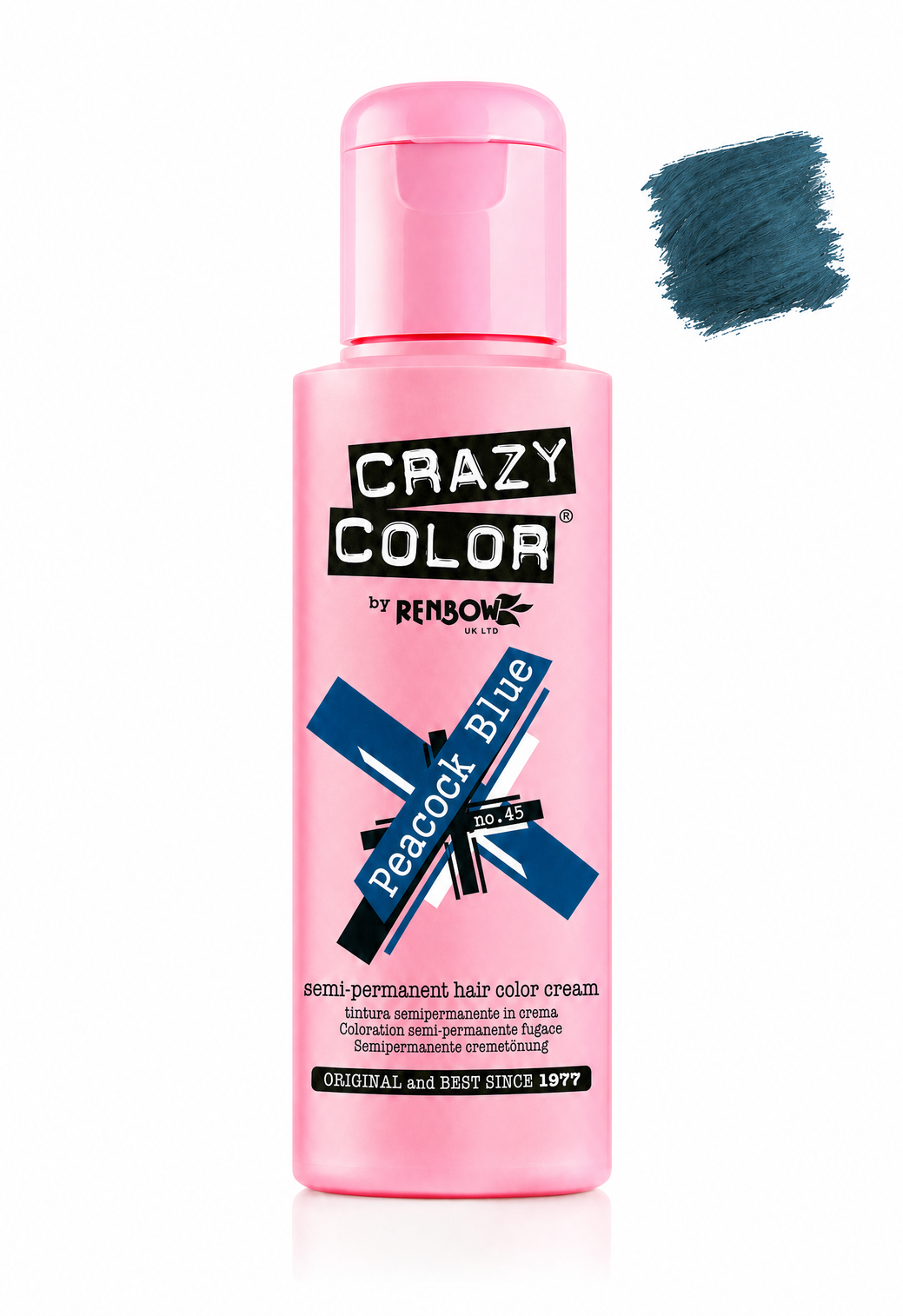 Crazy Colour Peacock Blue semi-permanent hair colour, 100ml