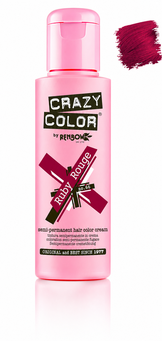 Crazy Colour Ruby Rouge semi-permanent hair colour, 100ml