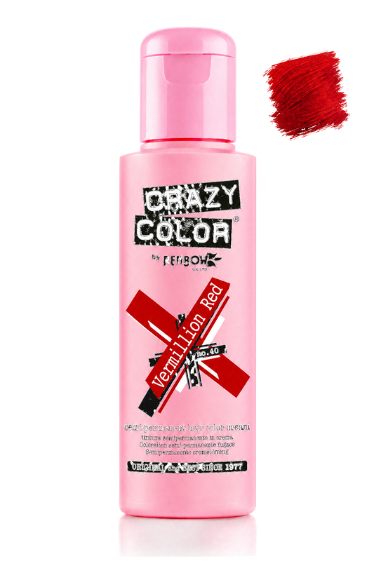 Crazy Colour Vermillion Red semi-permanent hair colour, 100ml