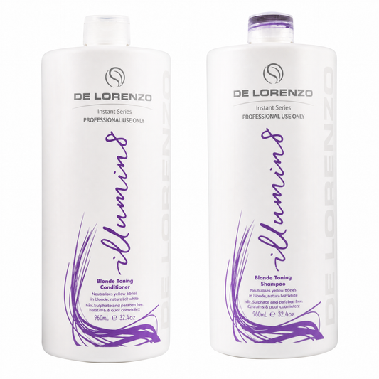 De Lorenzo Instant Illumin8 Blonde Toning Shampoo & Conditioner 960ml Duo — professional hair care product